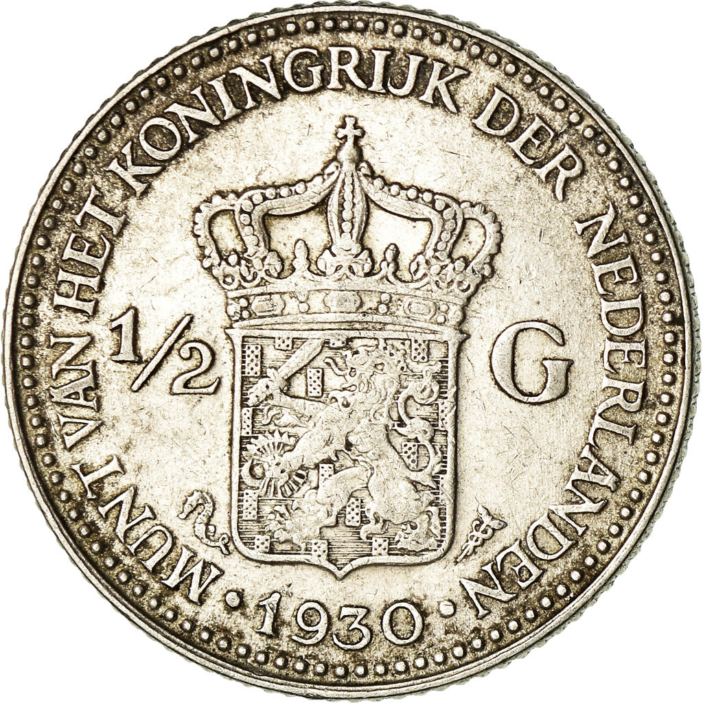 Coin, Netherlands, Wilhelmina I, 1/2 Gulden, 1930, EF(40-45), Silver, KM:160
