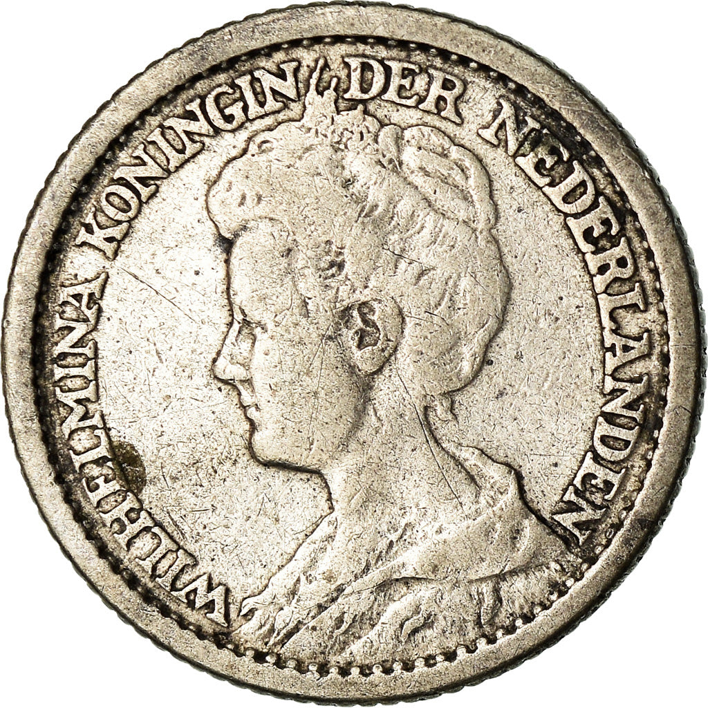 Coin, Netherlands, Wilhelmina I, 25 Cents, 1919, VF(30-35), Silver, KM:146