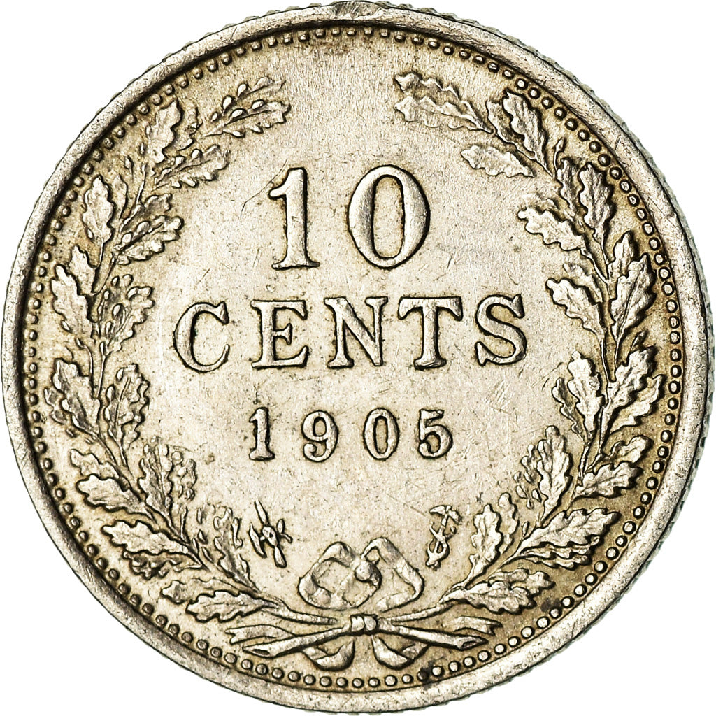 Moneta, Paesi Bassi, Wilhelmina I, 10 Cents, 1905, BB, Argento, KM:136