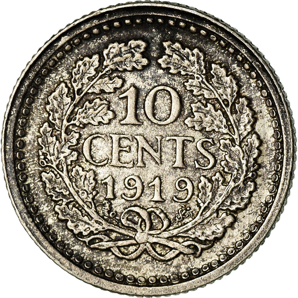 Coin, Netherlands, Wilhelmina I, 10 Cents, 1919, EF(40-45), Silver, KM:145