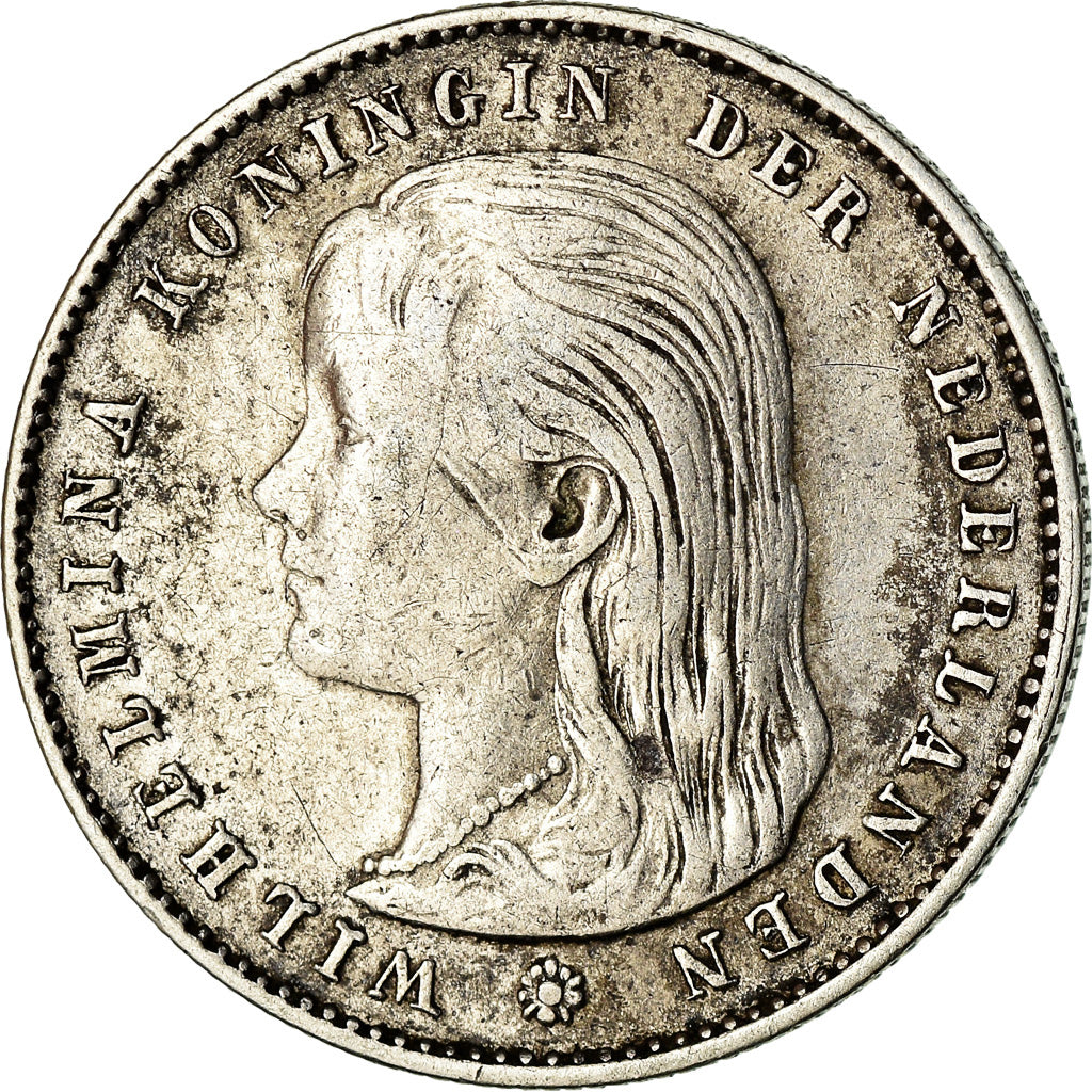 Coin, Netherlands, Wilhelmina I, 25 Cents, 1897, EF(40-45), Silver, KM:115