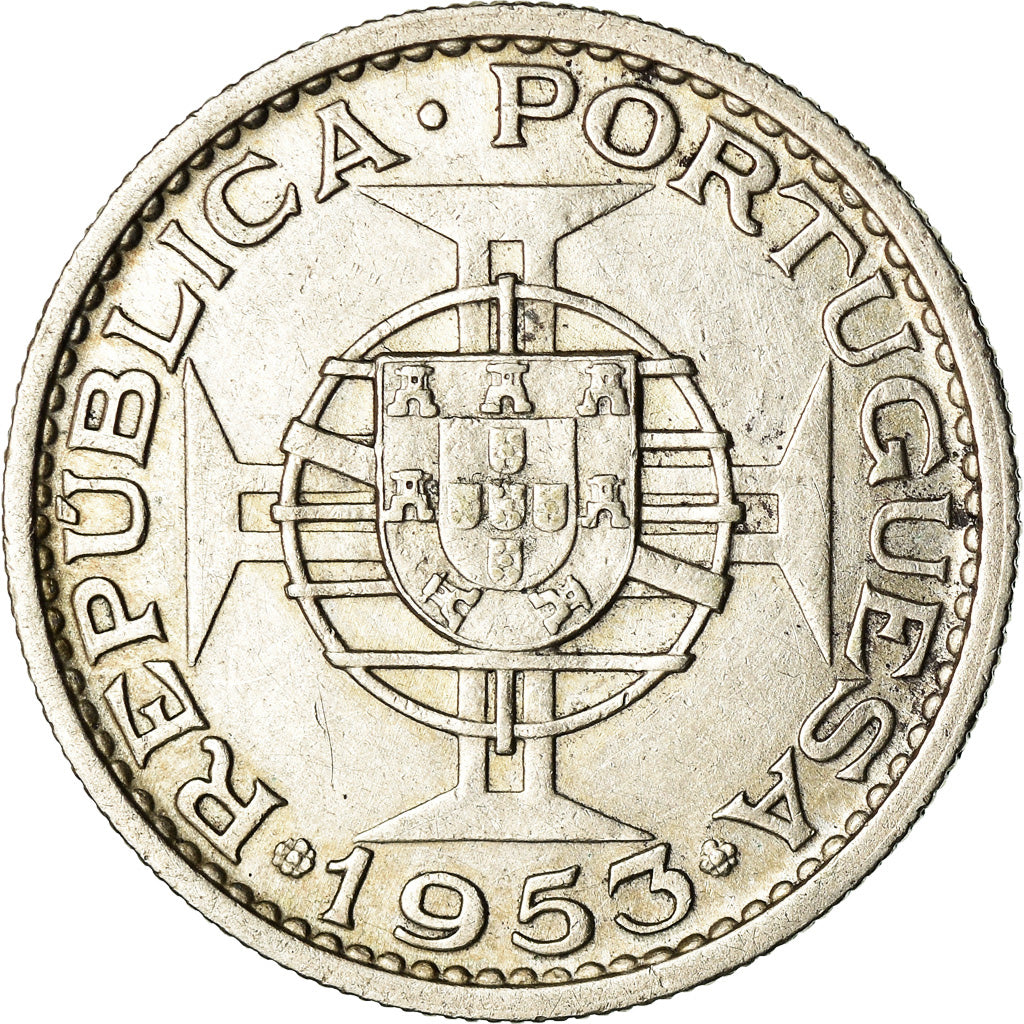 Coin, Cape Verde, 10 Escudos, 1953, AU(55-58), Silver, KM:10