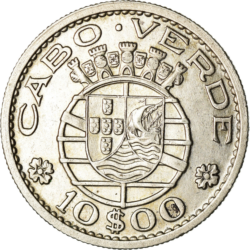 Coin, Cape Verde, 10 Escudos, 1953, AU(55-58), Silver, KM:10
