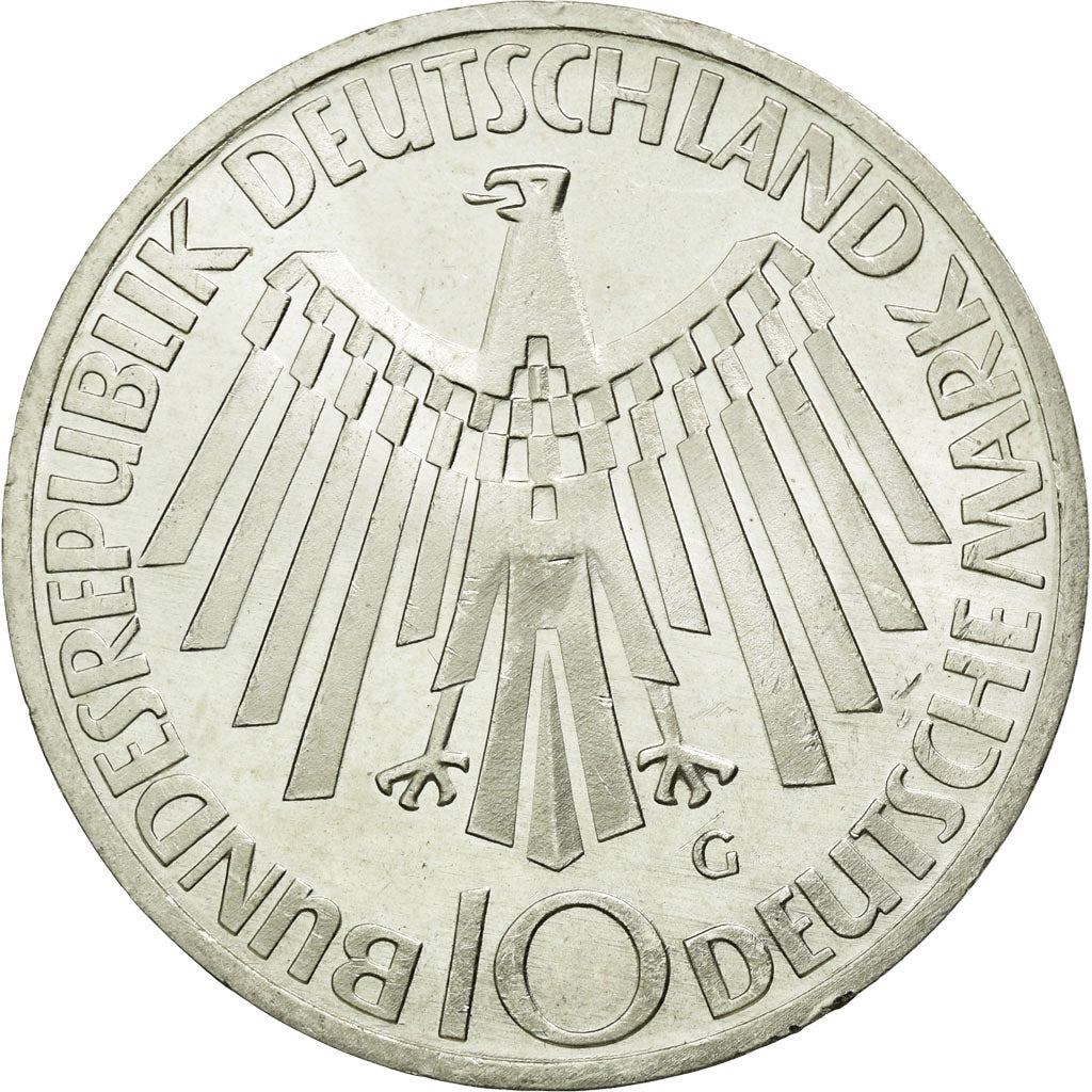 Coin, GERMANY - FEDERAL REPUBLIC, 10 Mark, 1972, Karlsruhe, MS(60-62), Silver