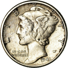 Moneta, Stati Uniti, Mercury Dime, Dime, 1943, U.S. Mint, Philadelphia, BB