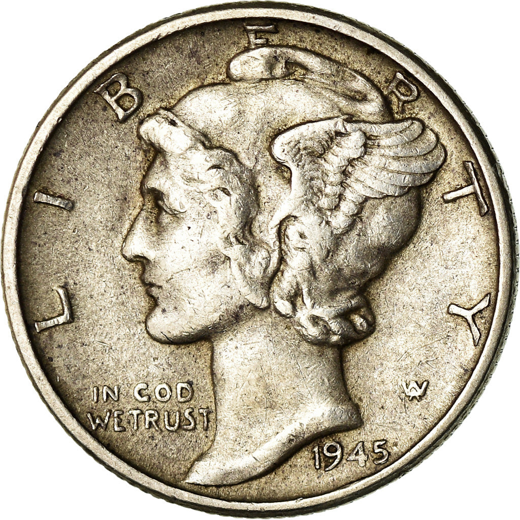 Moneda, Estados Unidos, Mercury Dime, Dime, 1945, U.S. Mint, Philadelphia, MBC
