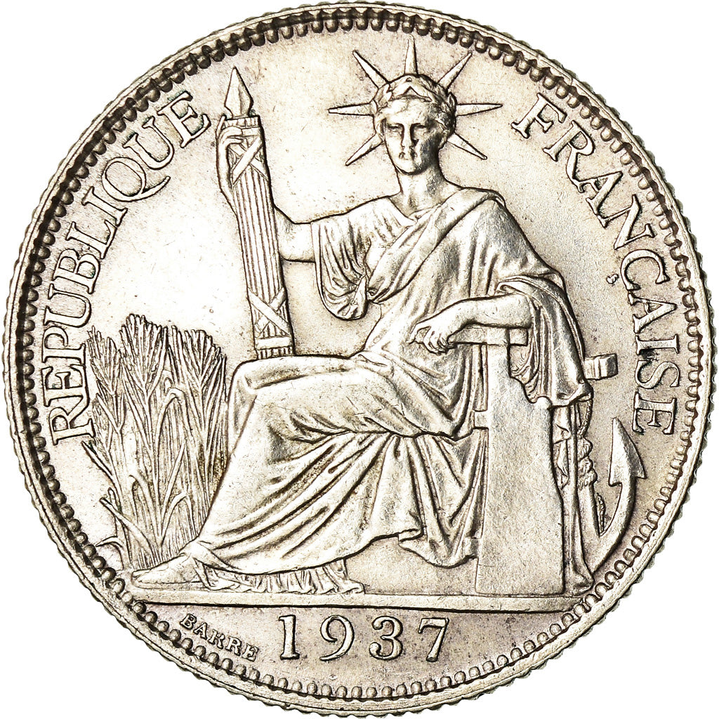 Moneda, INDOCHINA FRANCESA, 20 Cents, 1937, Paris, EBC, Plata, KM:17.2