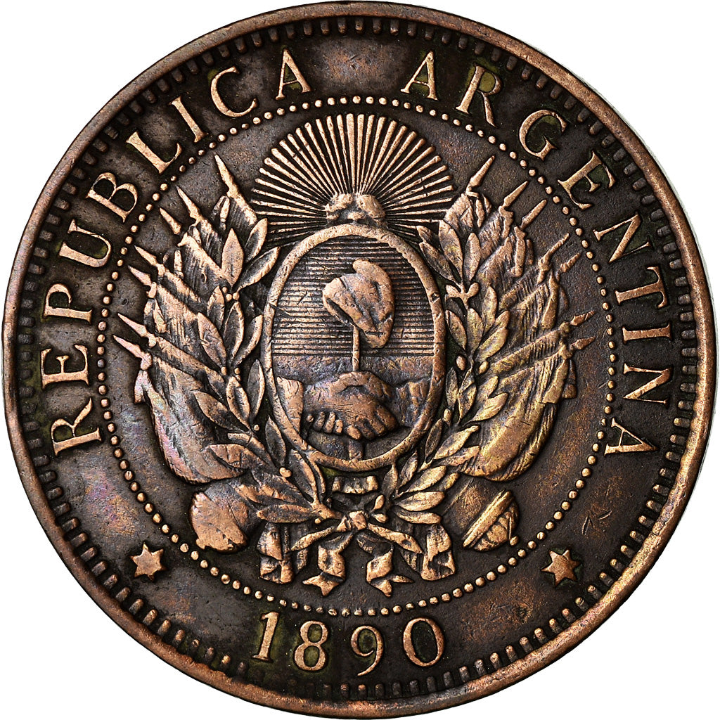 Münze, Argentinien, 2 Centavos, 1890, SS, Bronze, KM:33