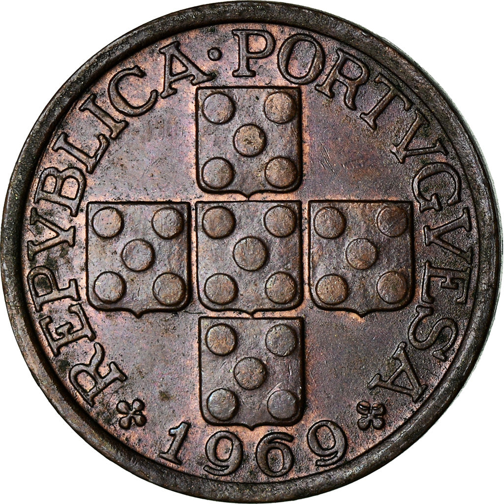 Coin, Portugal, 10 Centavos, 1969, EF(40-45), Bronze, KM:583