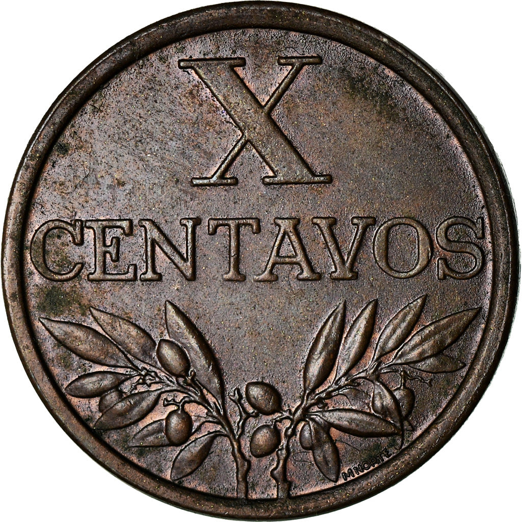 Coin, Portugal, 10 Centavos, 1969, EF(40-45), Bronze, KM:583