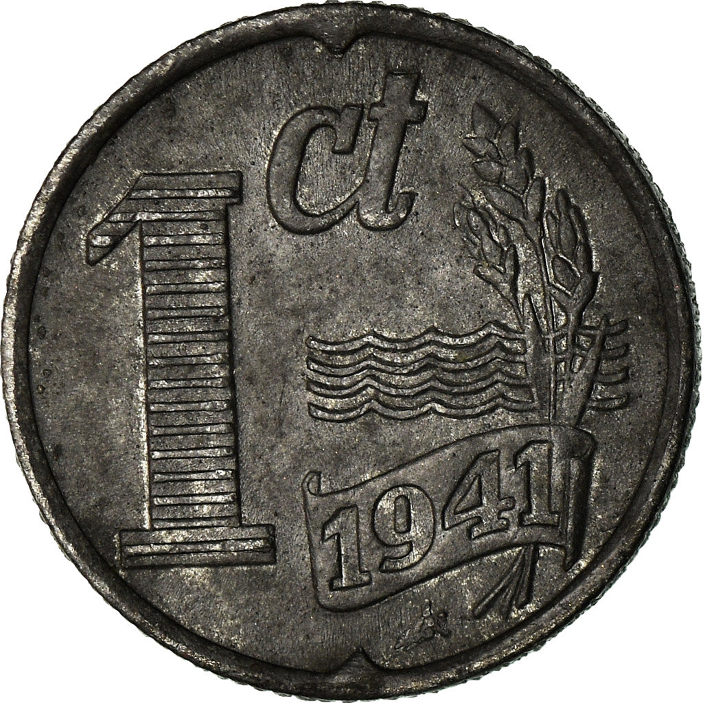 Coin, Netherlands, Wilhelmina I, Cent, 1941, EF(40-45), Zinc, KM:170