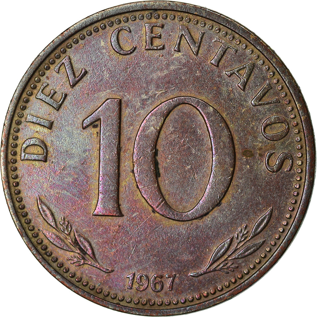 Moneda, Bolivia, 10 Centavos, 1967, MBC, Cobre recubierto de acero, KM:188