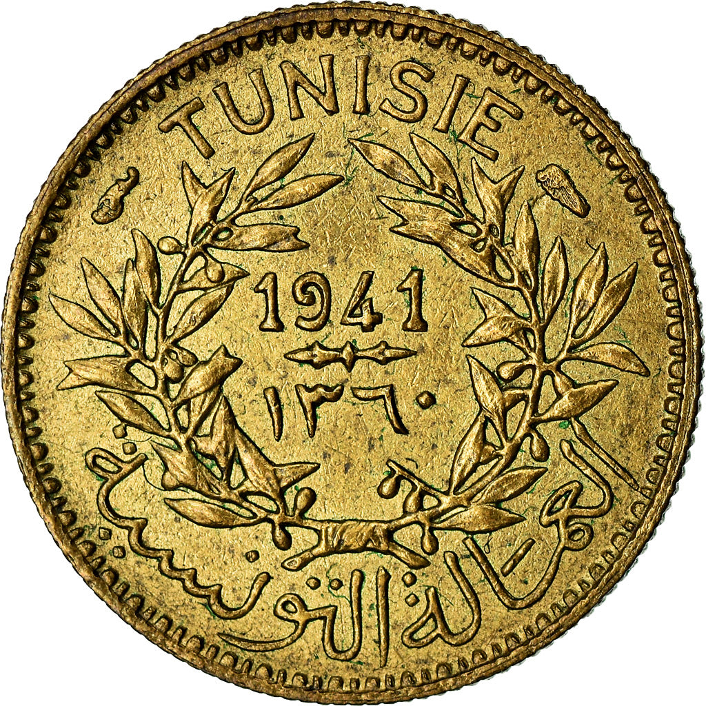 Coin, Tunisia, Anonymous, 50 Centimes, 1941, Paris, EF(40-45), Aluminum-Bronze