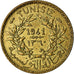 Coin, Tunisia, Anonymous, 50 Centimes, 1941, Paris, EF(40-45), Aluminum-Bronze