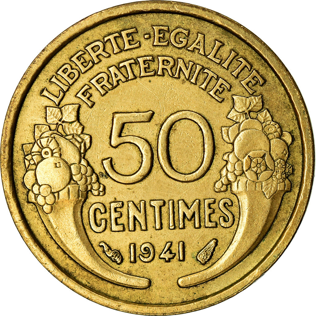 Coin, France, Morlon, 50 Centimes, 1941, Paris, AU(55-58), Aluminum-Bronze
