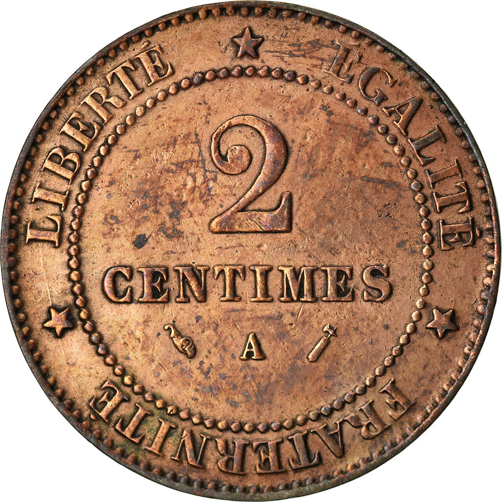 Moneta, Francja, Cérès, 2 Centimes, 1883, Paris, faisceau, EF(40-45), Bronze