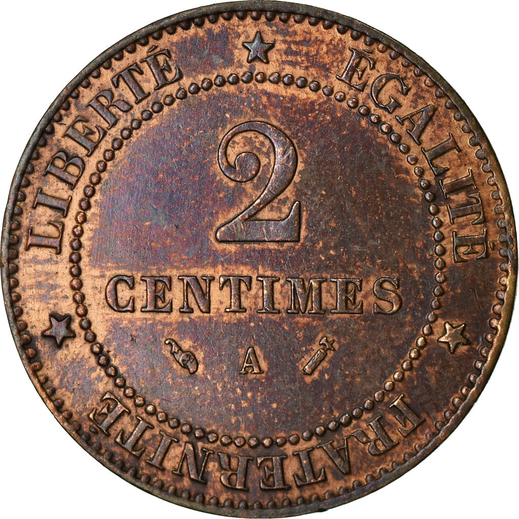 Moneta, Francia, Cérès, 2 Centimes, 1892, Paris, BB, Bronzo, KM:827.1