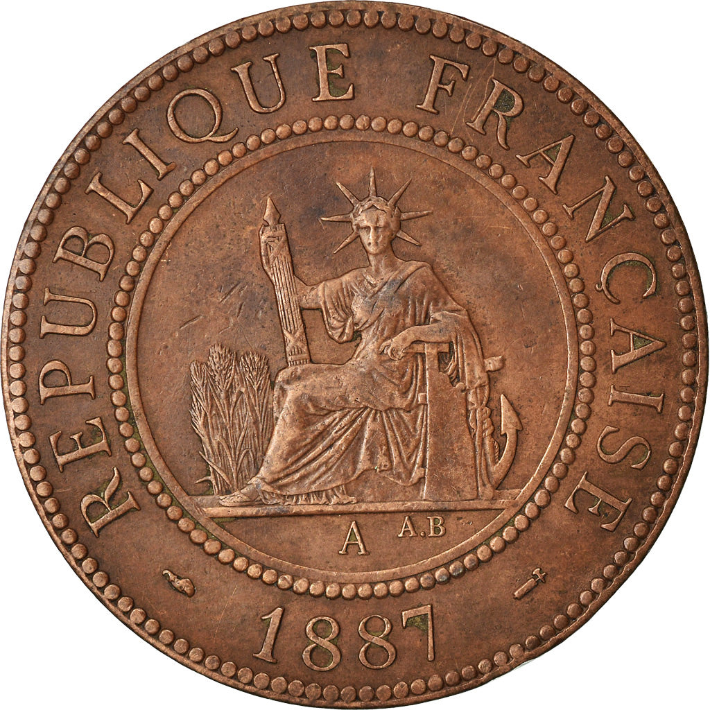 Coin, FRENCH INDO-CHINA, Cent, 1887, Paris, EF(40-45), Bronze, KM:1, Lecompte:39