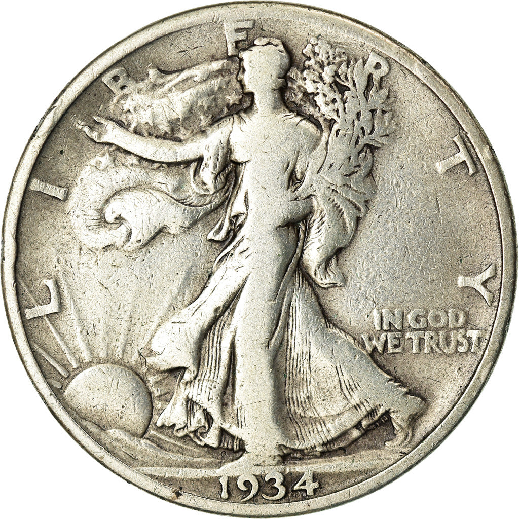 Coin, United States, Walking Liberty Half Dollar, Half Dollar, 1934, U.S. Mint