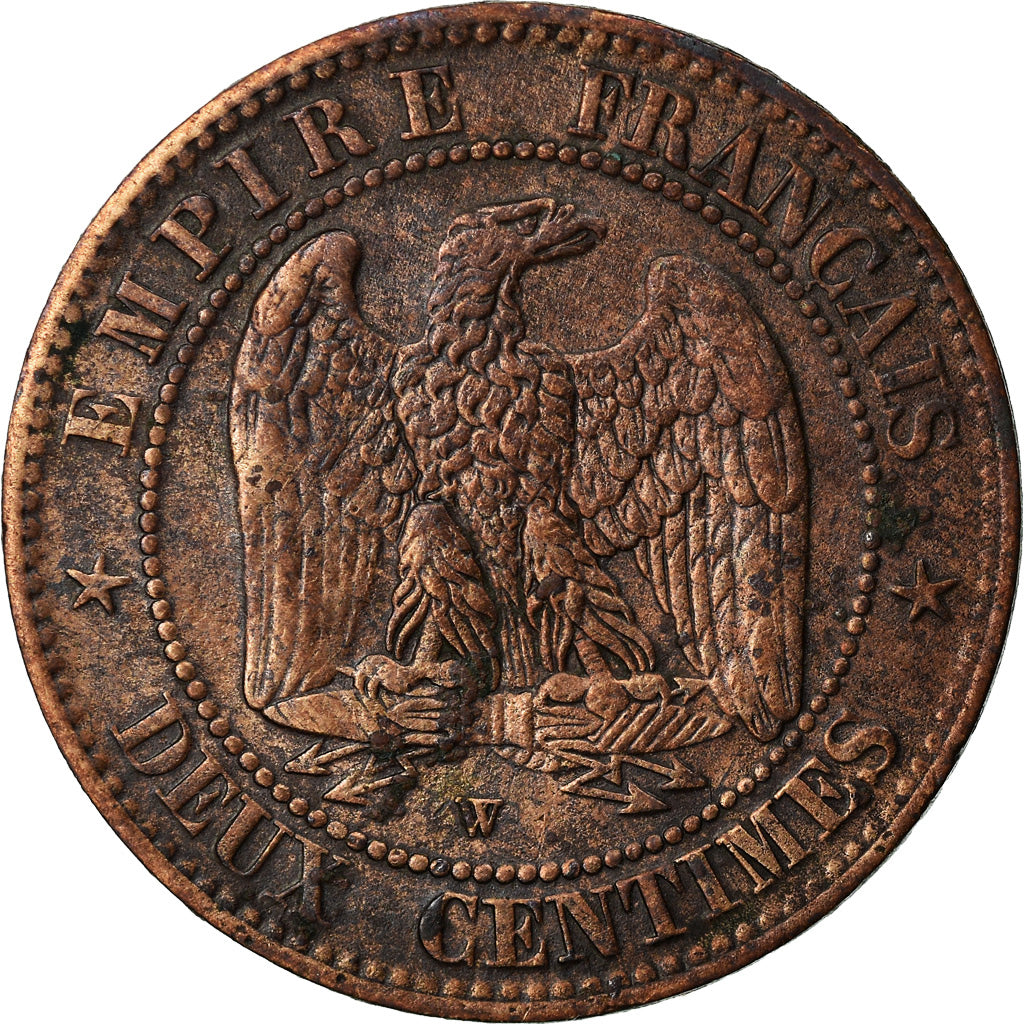 Moneda, Francia, Napoleon III, Napoléon III, 2 Centimes, 1854, Lille, BC+