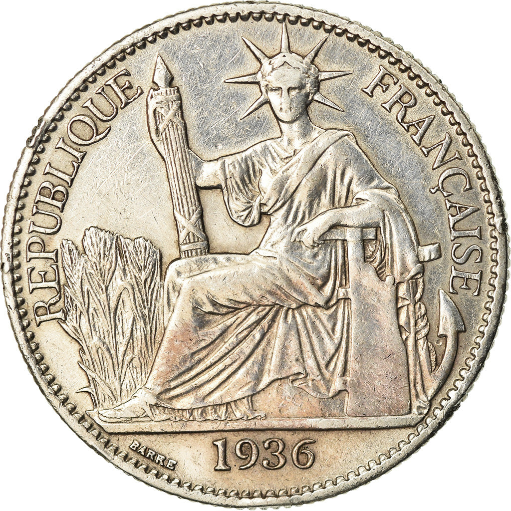 Moneta, INDOCINA FRANCESE, 50 Cents, 1936, Paris, BB, Argento, KM:4a.2