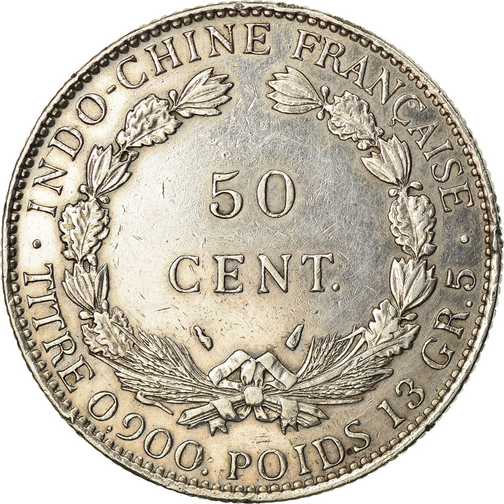 Moneta, INDOCINA FRANCESE, 50 Cents, 1936, Paris, BB, Argento, KM:4a.2