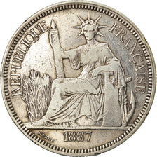 Coin, FRENCH INDO-CHINA, Piastre, 1887, Paris, VF(30-35), Silver, KM:5