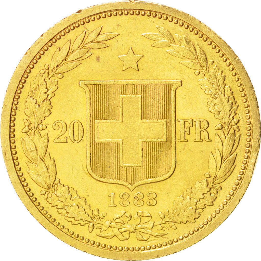 Switzerland, 20 Francs, 1883, , AU(50-53), Gold, KM:31.1