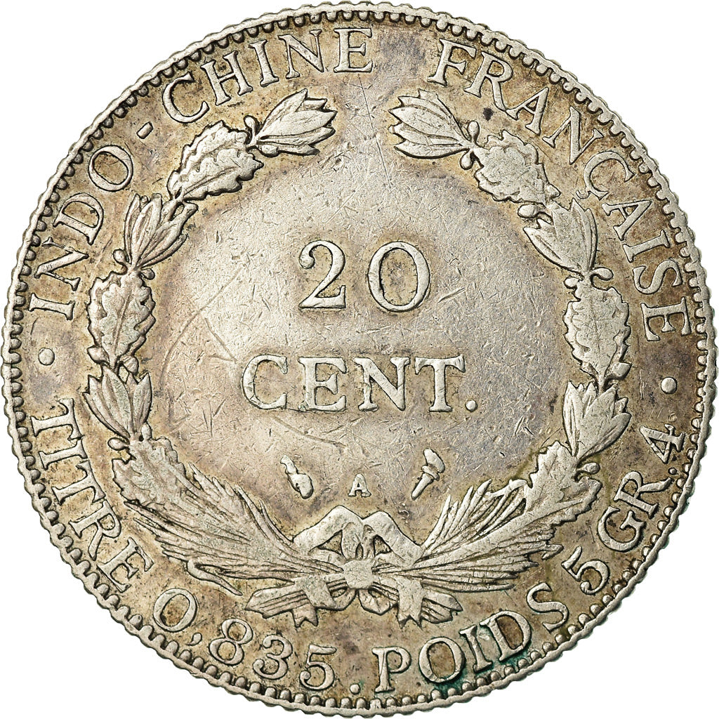 Coin, FRENCH INDO-CHINA, 20 Cents, 1899, Paris, VF(30-35), Silver, KM:10
