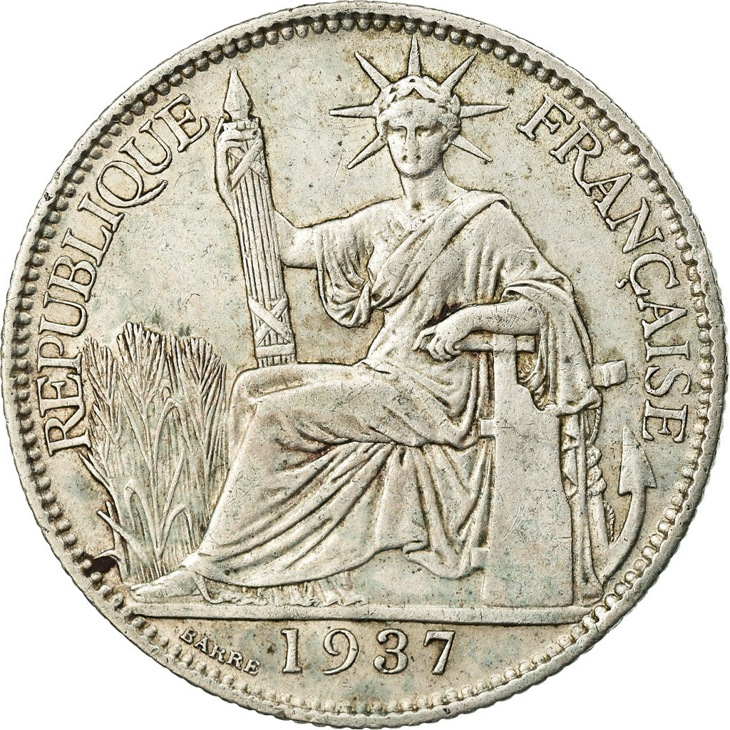 Coin, FRENCH INDO-CHINA, 20 Cents, 1937, Paris, EF(40-45), Silver, KM:17.2