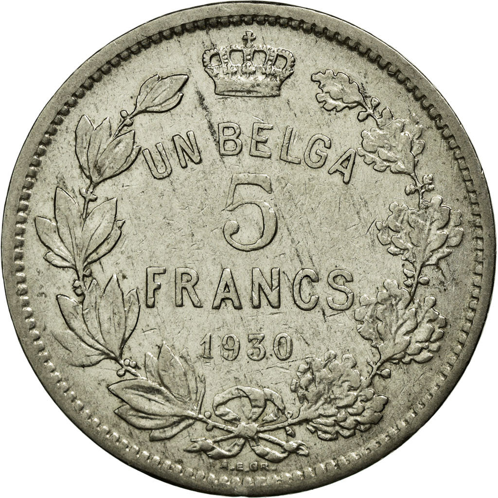 Coin, Belgium, 5 Francs, 5 Frank, 1930, EF(40-45), Nickel, KM:97.1