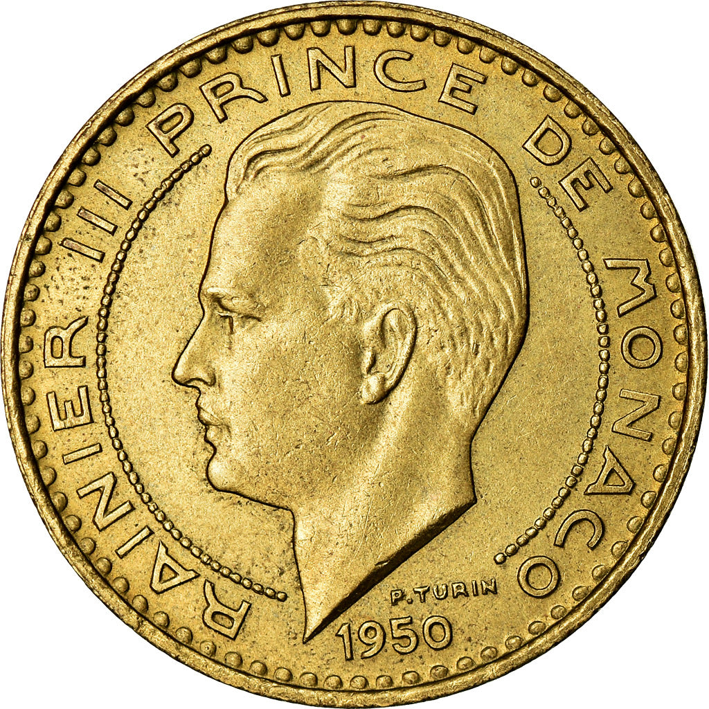 Münze, Monaco, Rainier III, 20 Francs, Vingt, 1950, VZ, Aluminum-Bronze