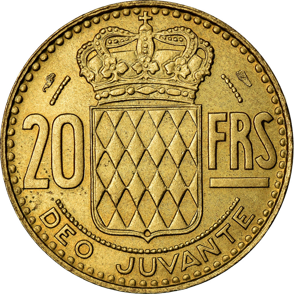 Münze, Monaco, Rainier III, 20 Francs, Vingt, 1950, VZ, Aluminum-Bronze