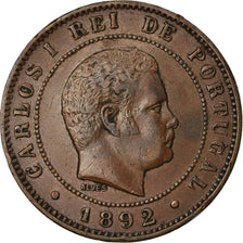 Munten, Portugal, Carlos I, 10 Reis, 1892, Portugal Mint, ZF, Bronze, KM:532
