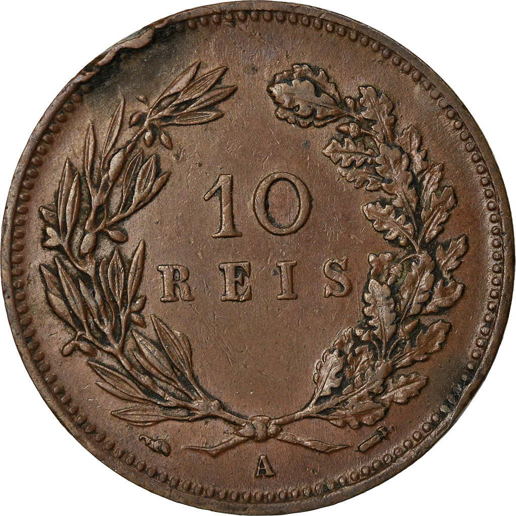 Munten, Portugal, Carlos I, 10 Reis, 1892, Portugal Mint, ZF, Bronze, KM:532