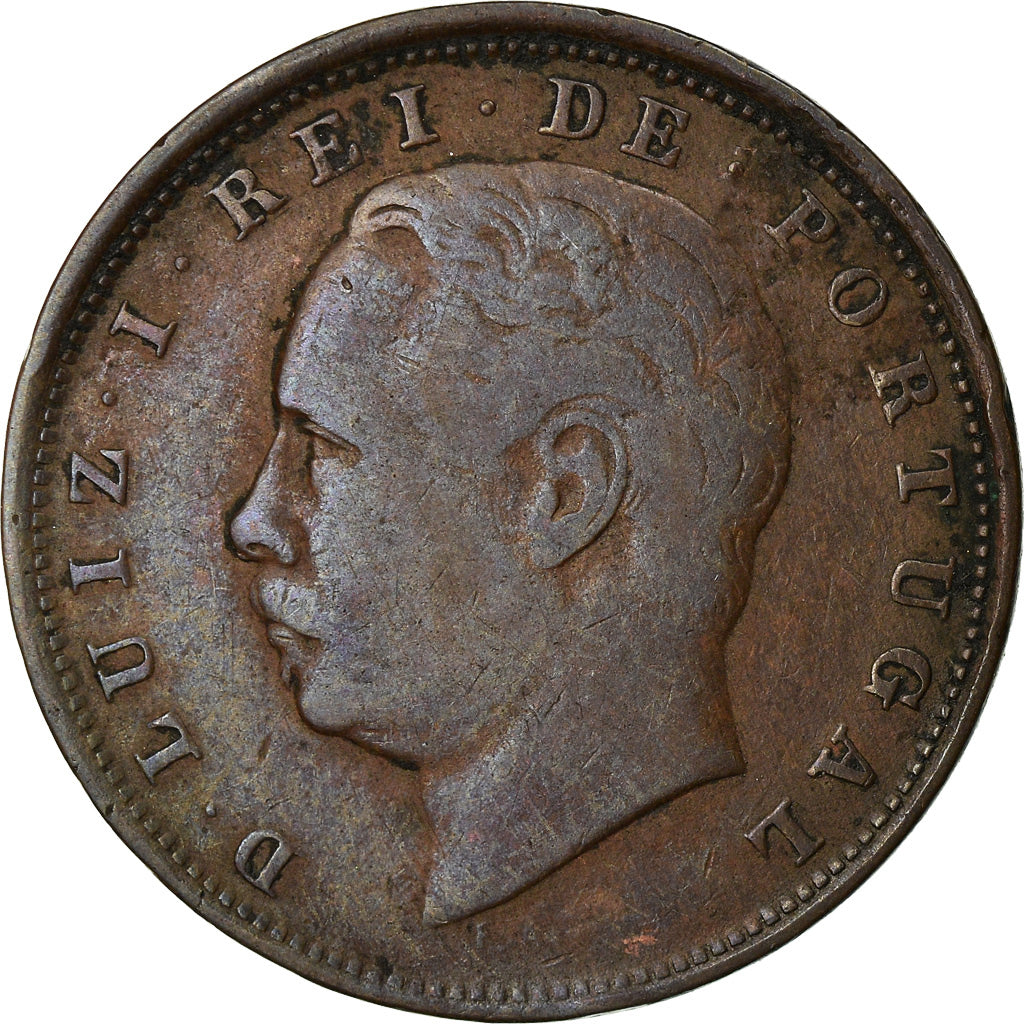 Coin, Portugal, Luiz I, 10 Reis, 1886, VF(30-35), Bronze, KM:526