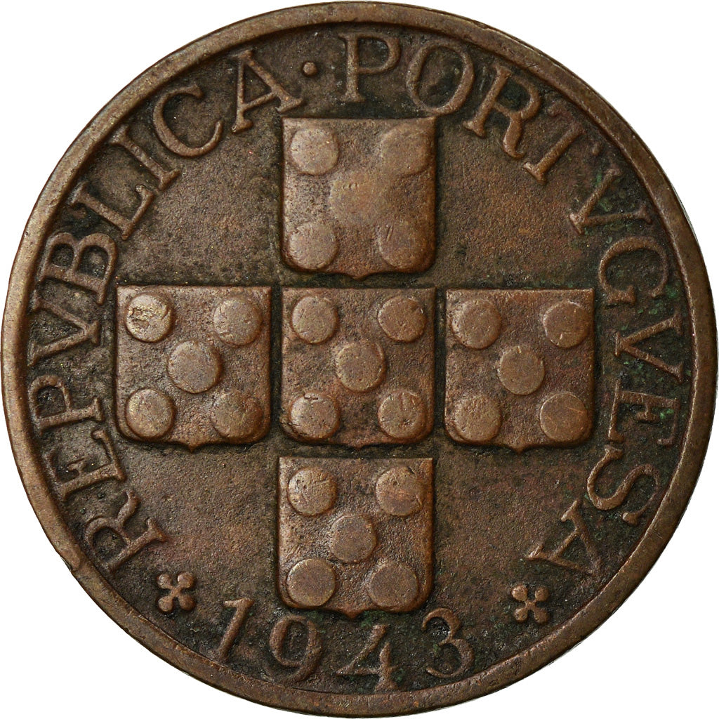 Münze, Portugal, 20 Centavos, 1943, S+, Bronze, KM:584