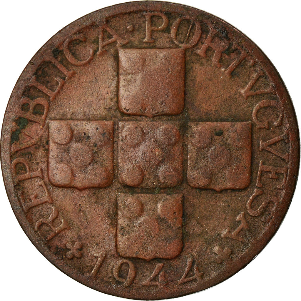 Münze, Portugal, 20 Centavos, 1944, S+, Bronze, KM:584