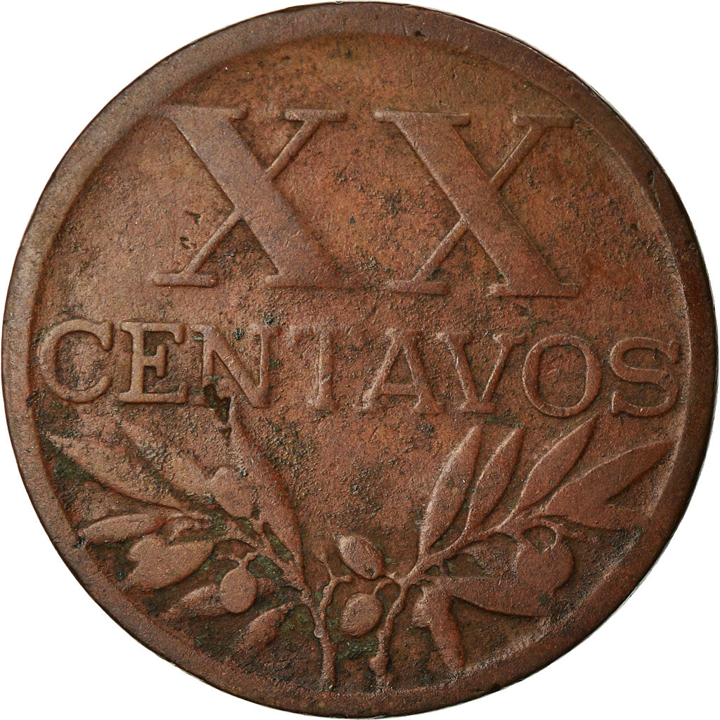 Münze, Portugal, 20 Centavos, 1944, S+, Bronze, KM:584
