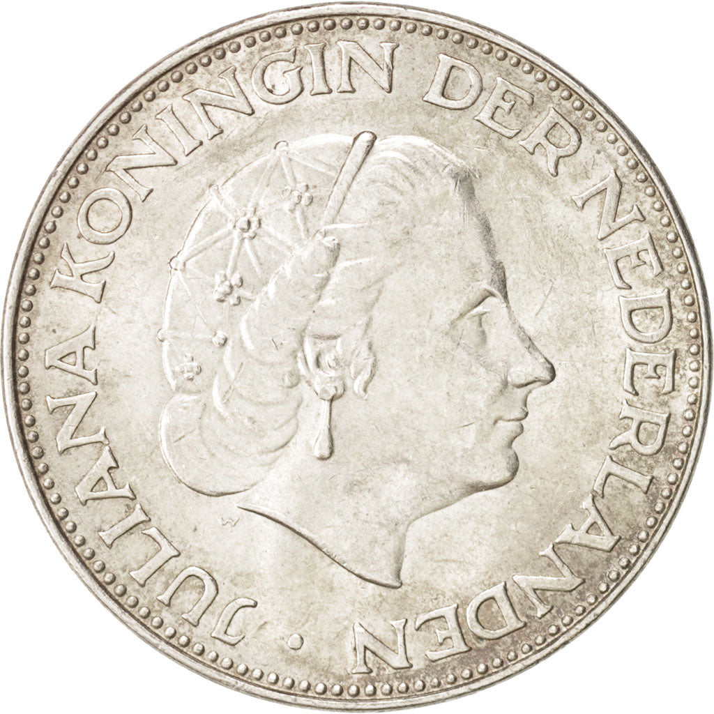 Netherlands, Juliana, 2-1/2 Gulden, 1963, , AU(55-58), Silver,...
