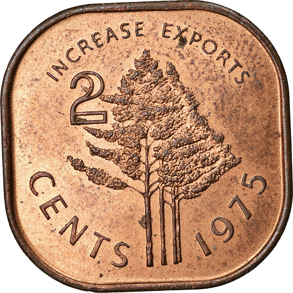 Monnaie, Swaziland, Sobhuza II, 2 Cents, 1975, British Royal Mint, TTB, Bronze