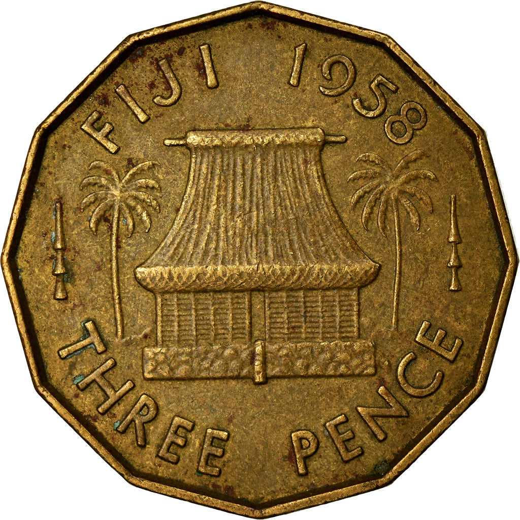 Coin, Fiji, Elizabeth II, Threepence, 1958, EF(40-45), Nickel-brass, KM:22
