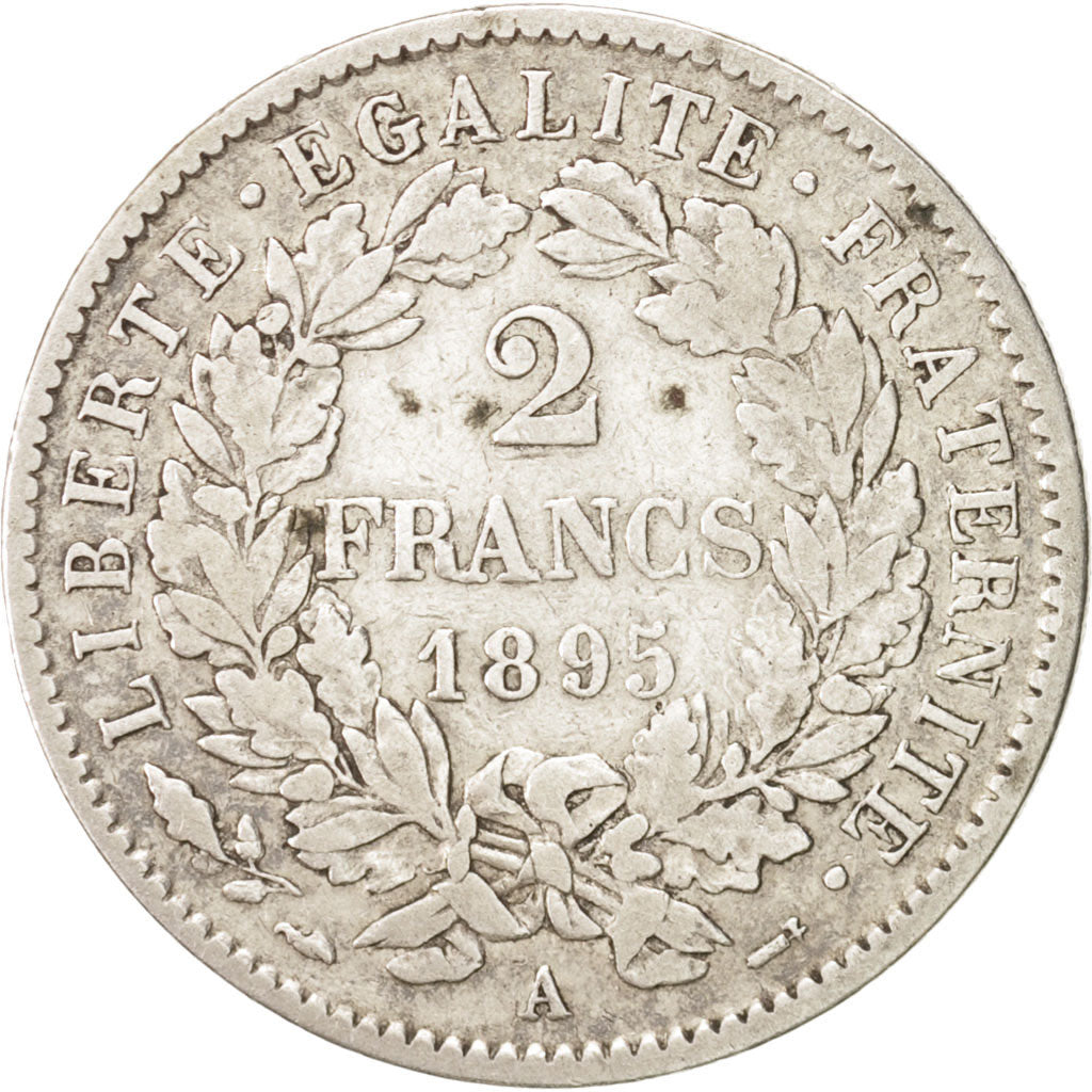 France, Cérès, 2 Francs, 1895, Paris, VF(30-35), Silver, KM:817.1, Gadoury:...