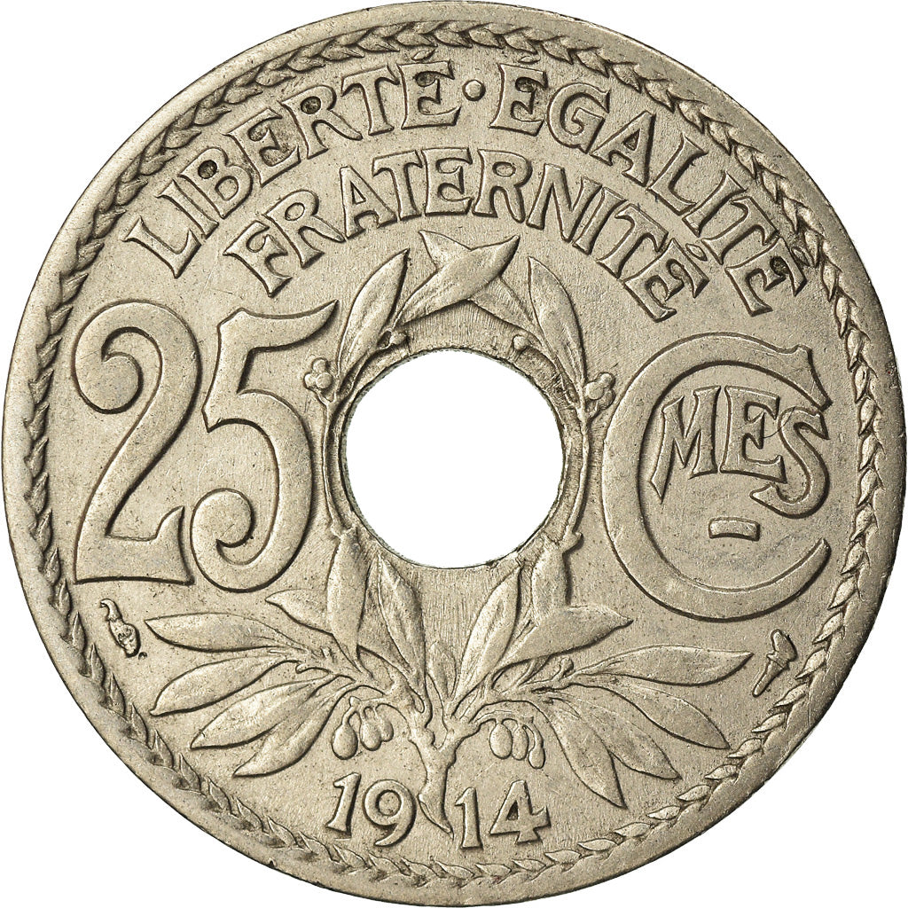 Coin, France, Lindauer, 25 Centimes, 1914, AU(55-58), Nickel, KM:867