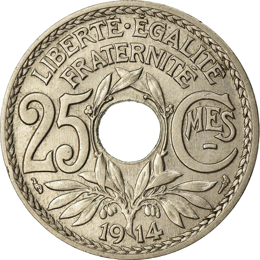 Coin, France, Lindauer, 25 Centimes, 1914, AU(55-58), Nickel, KM:867