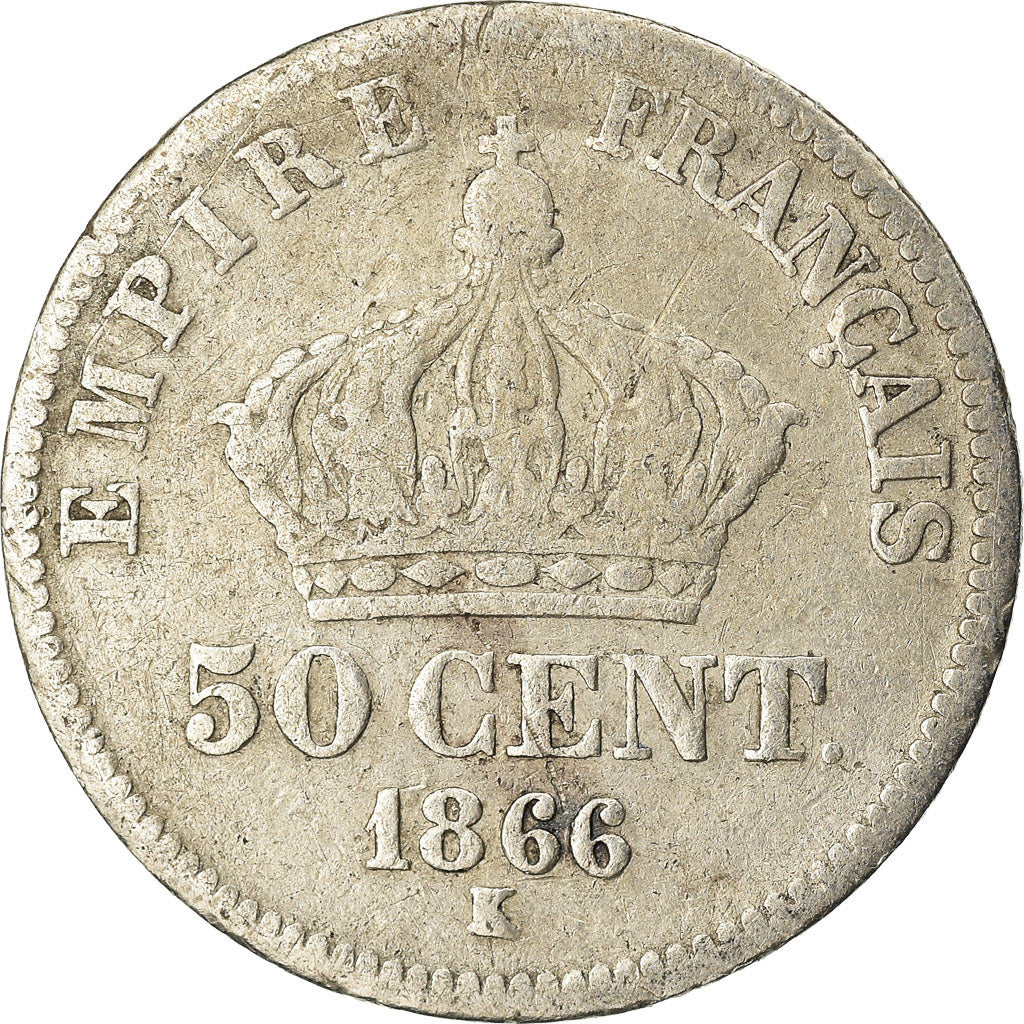 Coin, France, Napoleon III, Napoléon III, 50 Centimes, 1866, Bordeaux