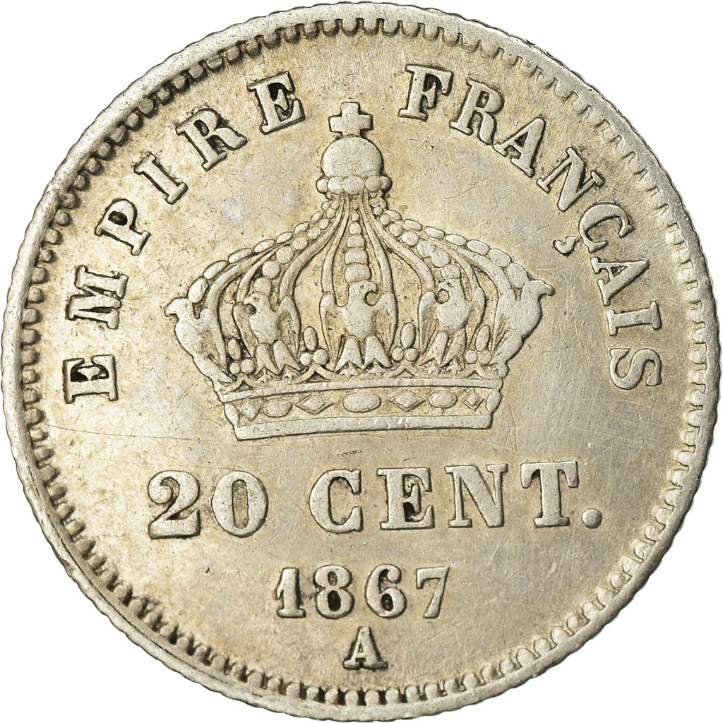 Moeda, França, Napoleon III, Napoléon III, 20 Centimes, 1867, Paris