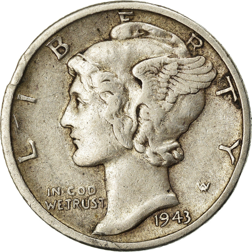 Coin, United States, Mercury Dime, Dime, 1943, U.S. Mint, Denver, EF(40-45)