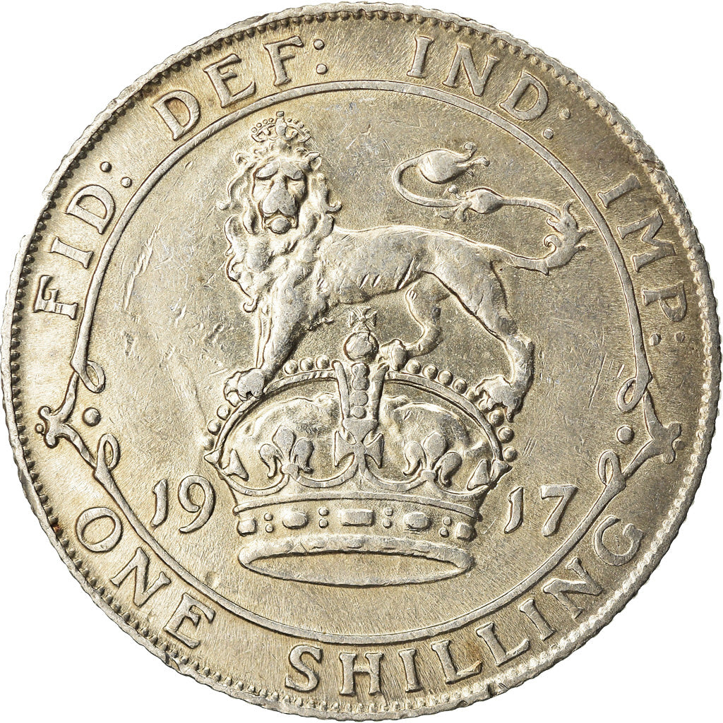 Coin, Great Britain, George V, Shilling, 1917, AU(55-58), Silver, KM:816