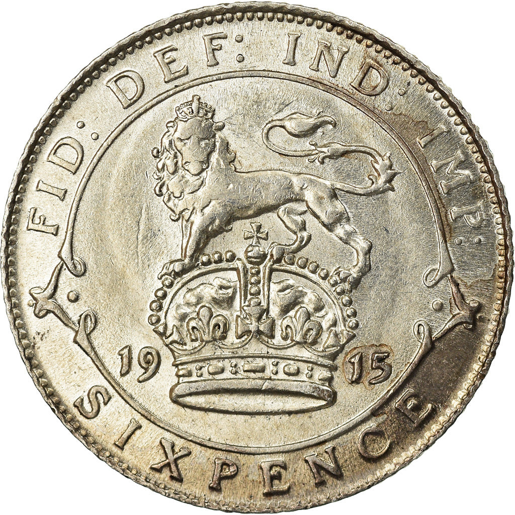 Coin, Great Britain, George V, 6 Pence, 1915, AU(55-58), Silver, KM:815